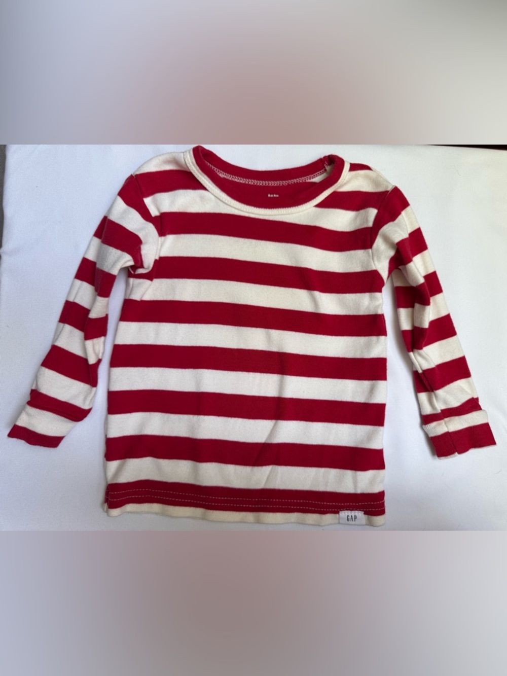 GAP Red & White Striped Long Sleeve Tee